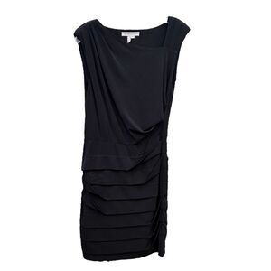 Bcbg Black Mini Cocktail Dress Ruched Sleeveless Stretchy Womens S